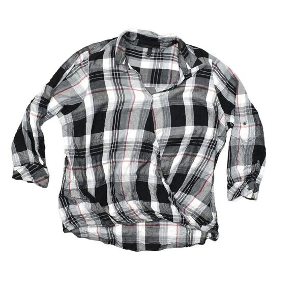 Lane Bryant Plus Size 22 Multicolor Cardigan Sweater Plaid Snap Wrap Front - Picture 1 of 9